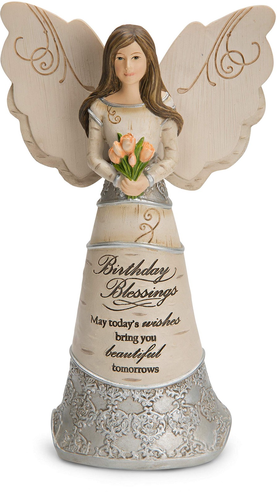 Pavilion Elements Birthday Blessings Angel Figurine 6in, White