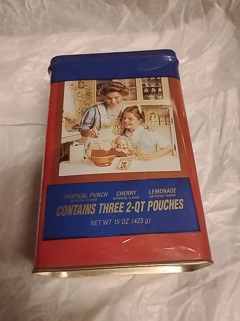 Vintage 1990s Kool-Aid Heritage Canister Tin -BRAND NEW SEALED IN CELLOPHANE NOS