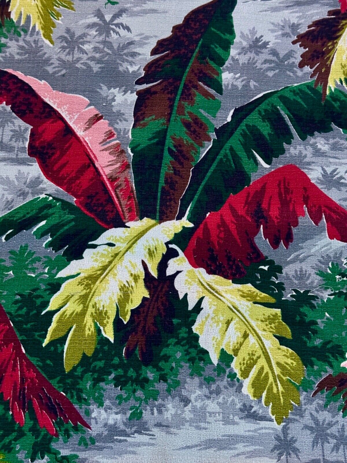 Art Deco Hawaiian Leafy Islands Fronds 1930's Vintage Barkcloth Fabric PILLOWS