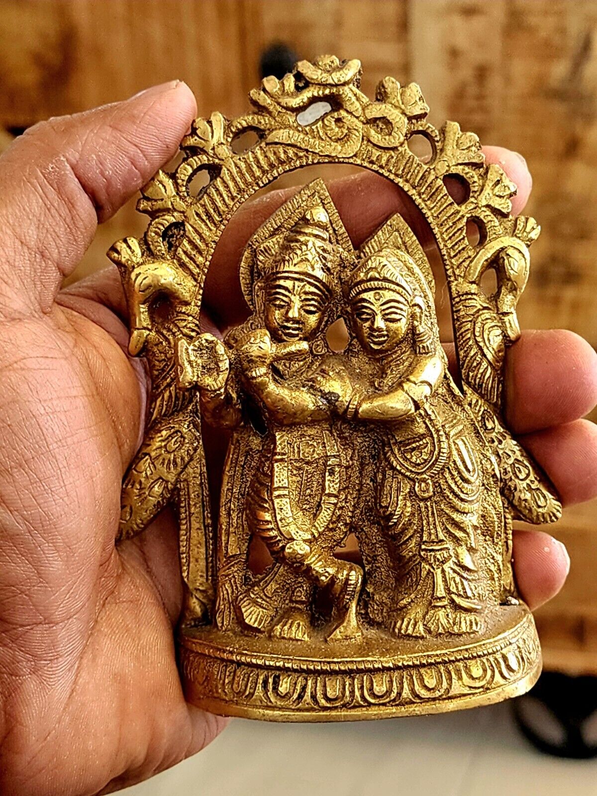 Brass 5 inches Radha Krishna  Statue Hindu God Usa Seller Fast Ship