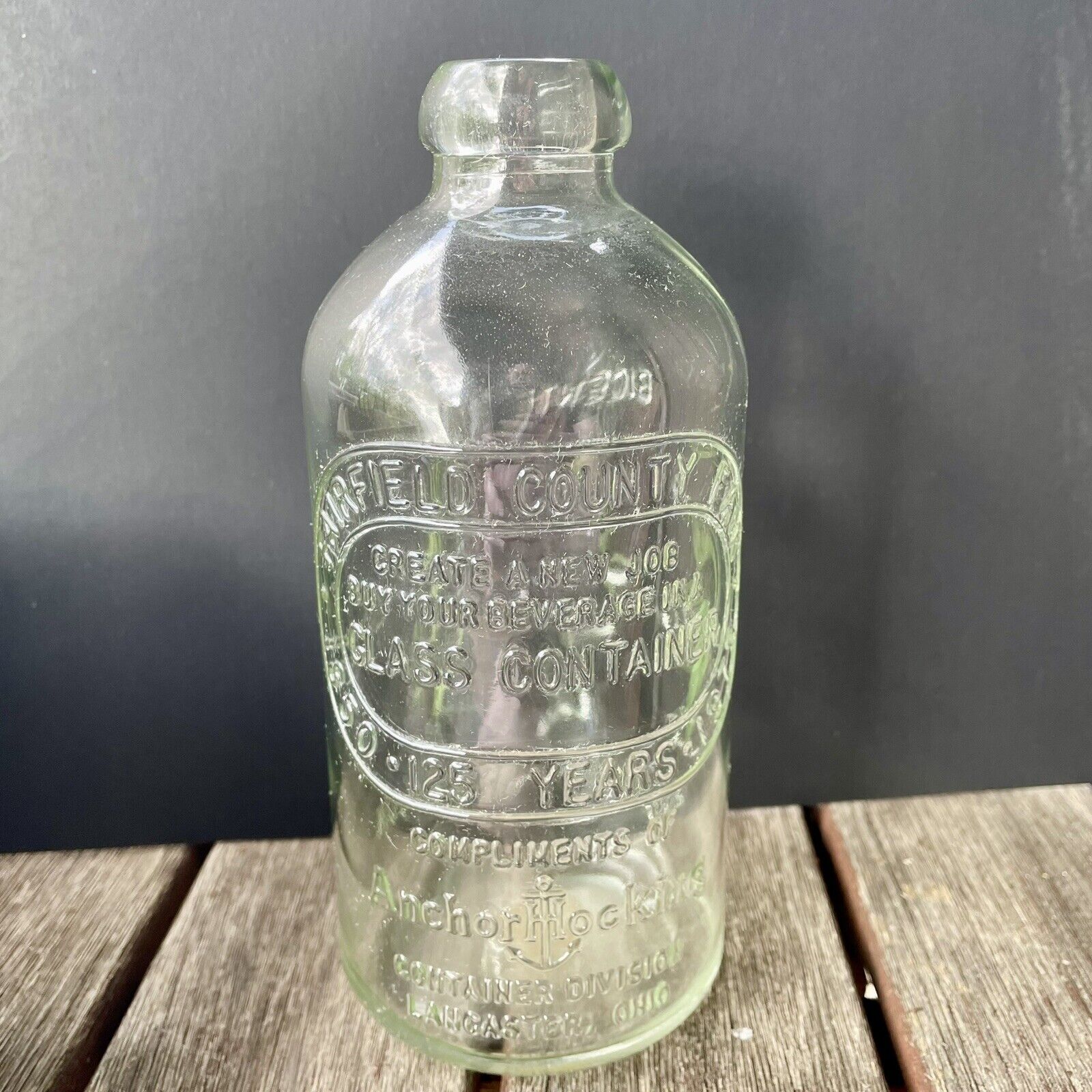 Vintage Anchor Hocking Bicentennial Fairfield County Fair Oh. Glass Bottle 1975