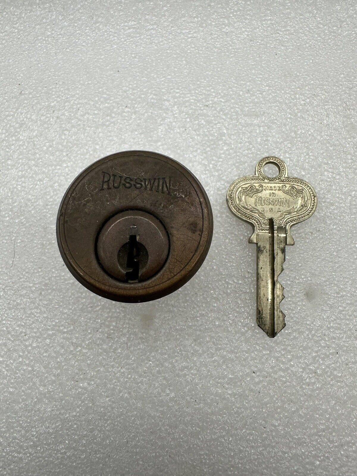 Vintage Russwin Cylinder Lock w/ Key 