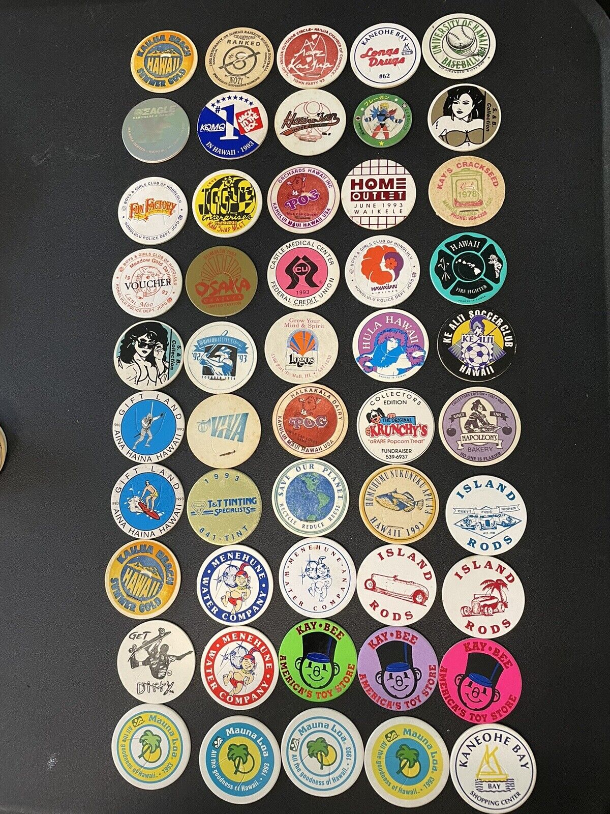 Pogs Vintage Hawaii Lot Of 50 1990’s Collectibles Souvenirs From The Aloha State