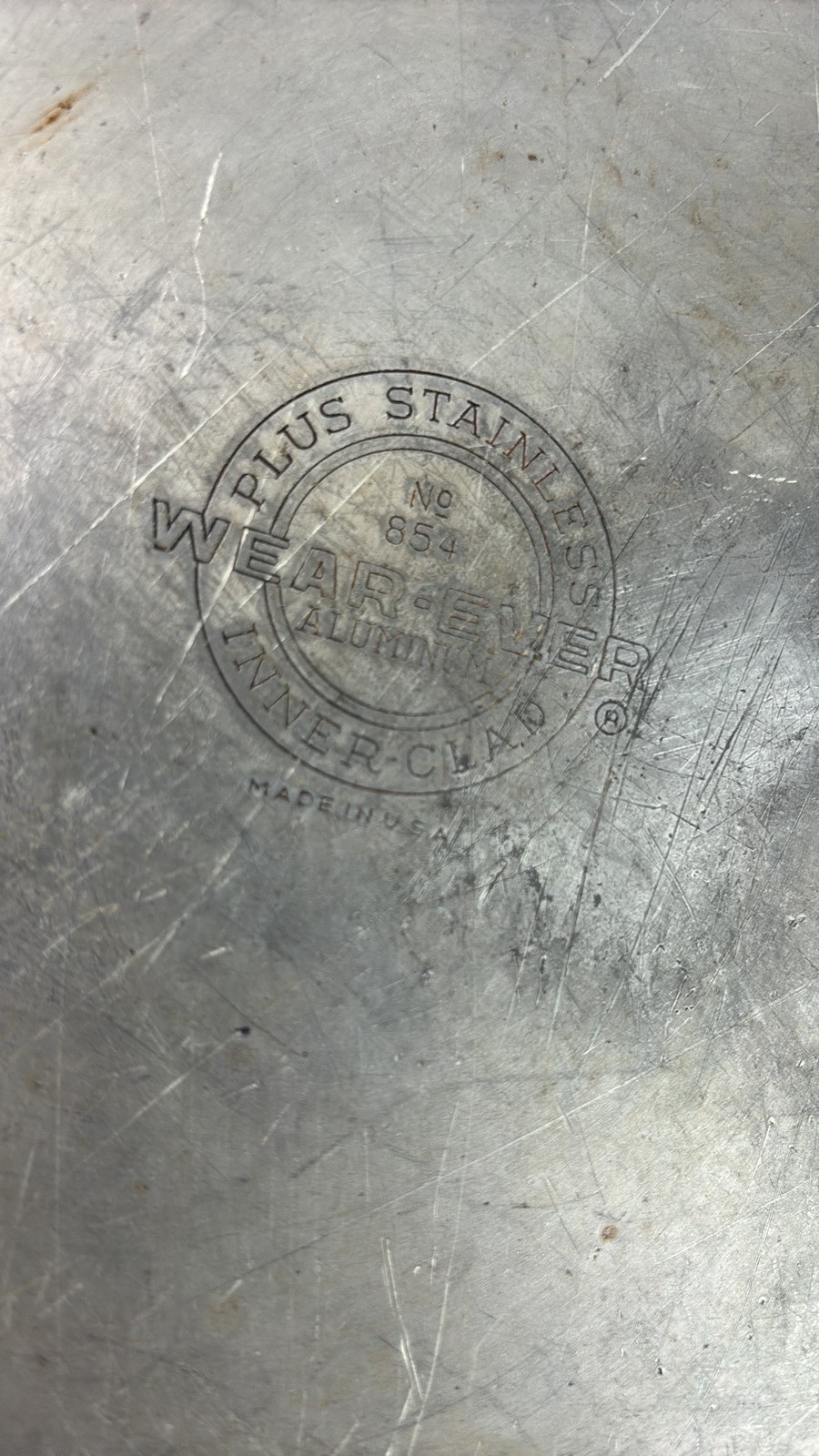 Vintage Wear-Ever Aluminum No. 854 Stockpot with Stainless Inner Clad Vintage Wear-Ever Aluminum No. 854 Stockpot with Stainless Inner Clad