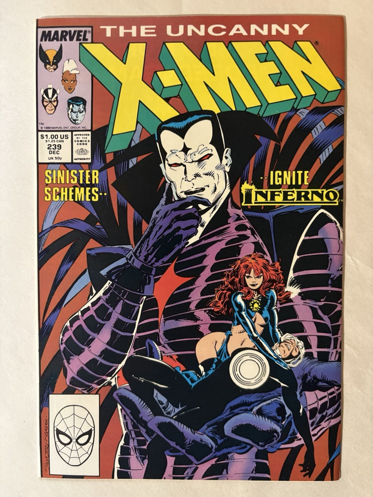 Uncanny X-Men 239 First Cover Appearance Mr. Sinister Marvel 1988 Uncanny X-Men 239 First Cover Appearance Mr. Sinister Marvel 1988