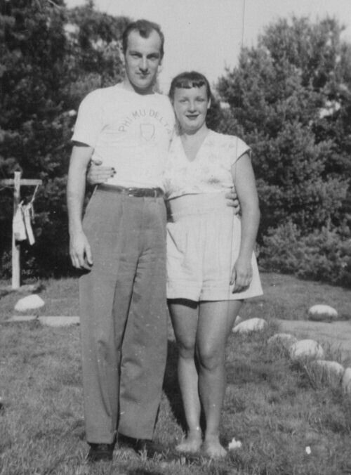 4Y Photograph Cute Couple Handsome Man Phi Mu Delta Shirt Pretty Woman 1940\'s 