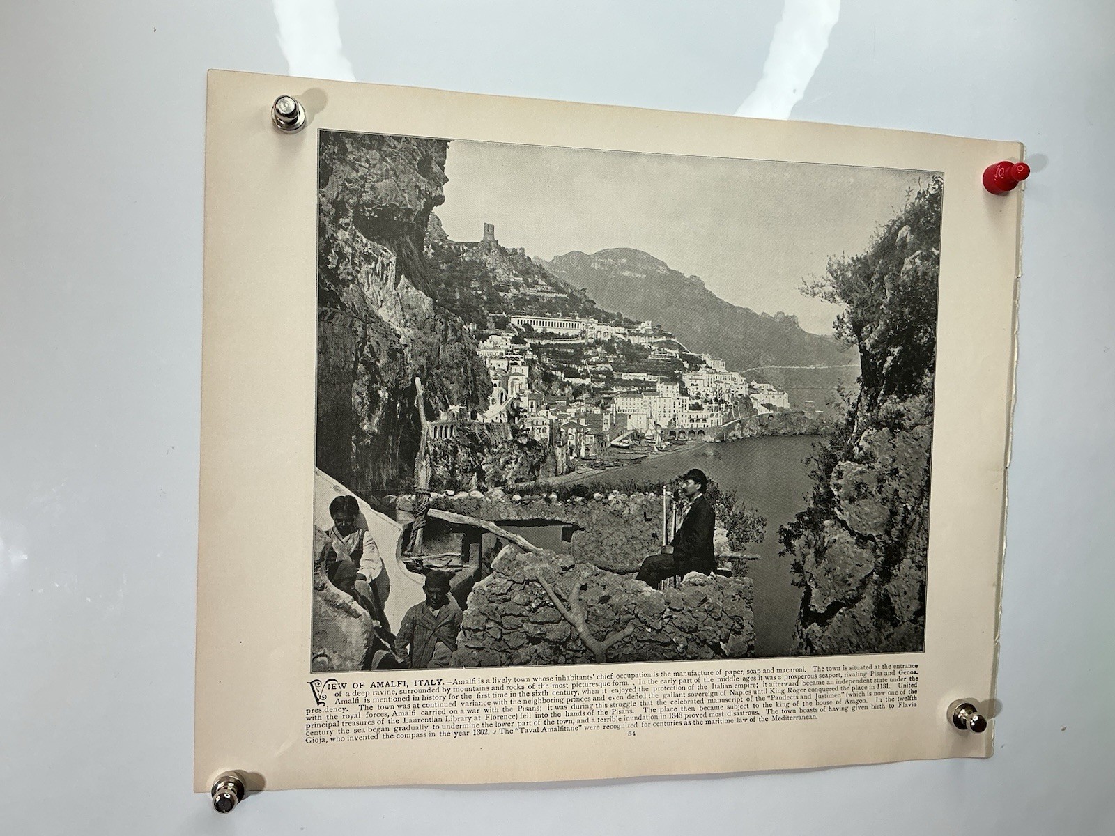 1894 Photogravure – View of Amalfi Italy – Coastal Cliffs & Historic Town