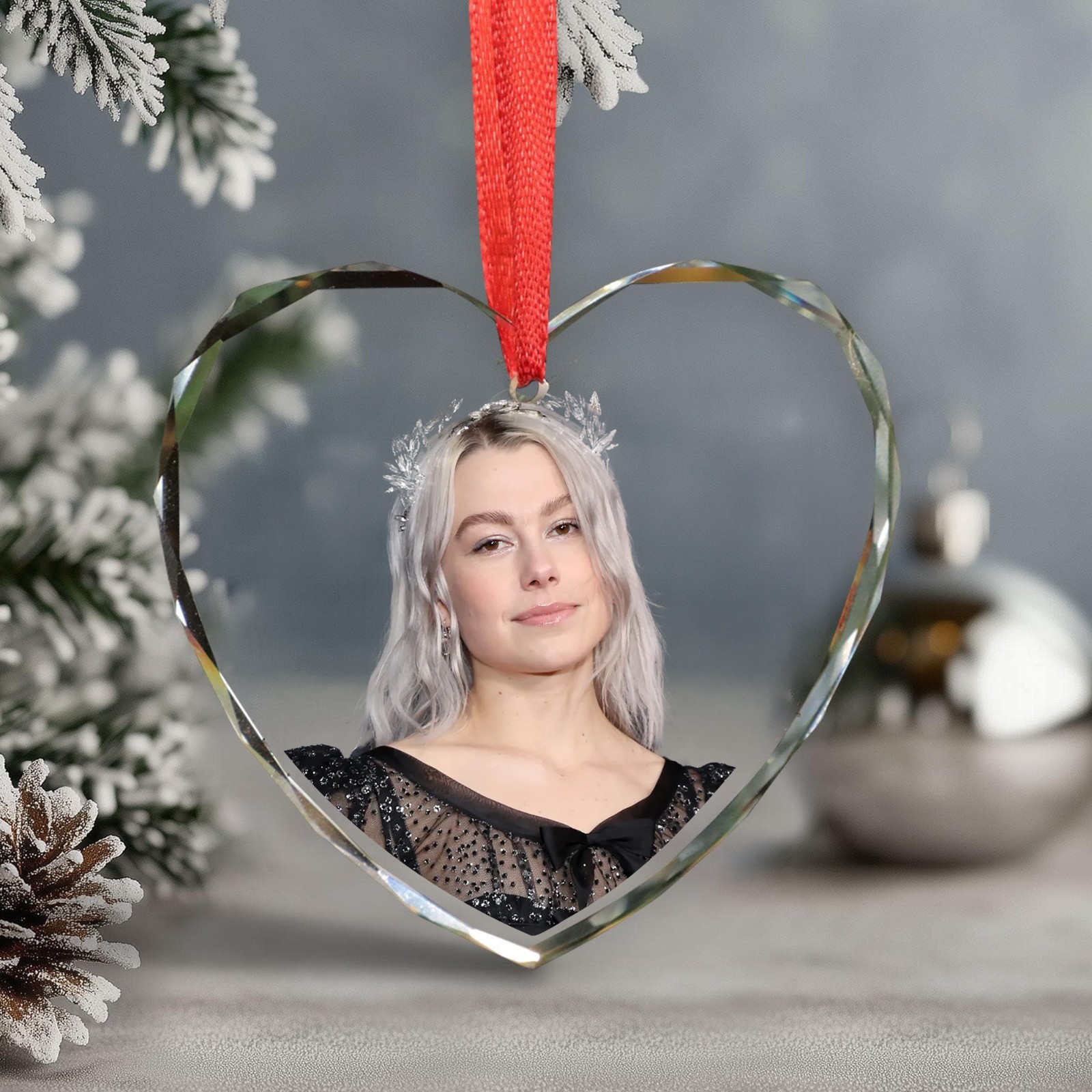 Phoebe Bridgers Christmas Ornament, Celebrity Fan Holiday Gift, Acrylic or Glass