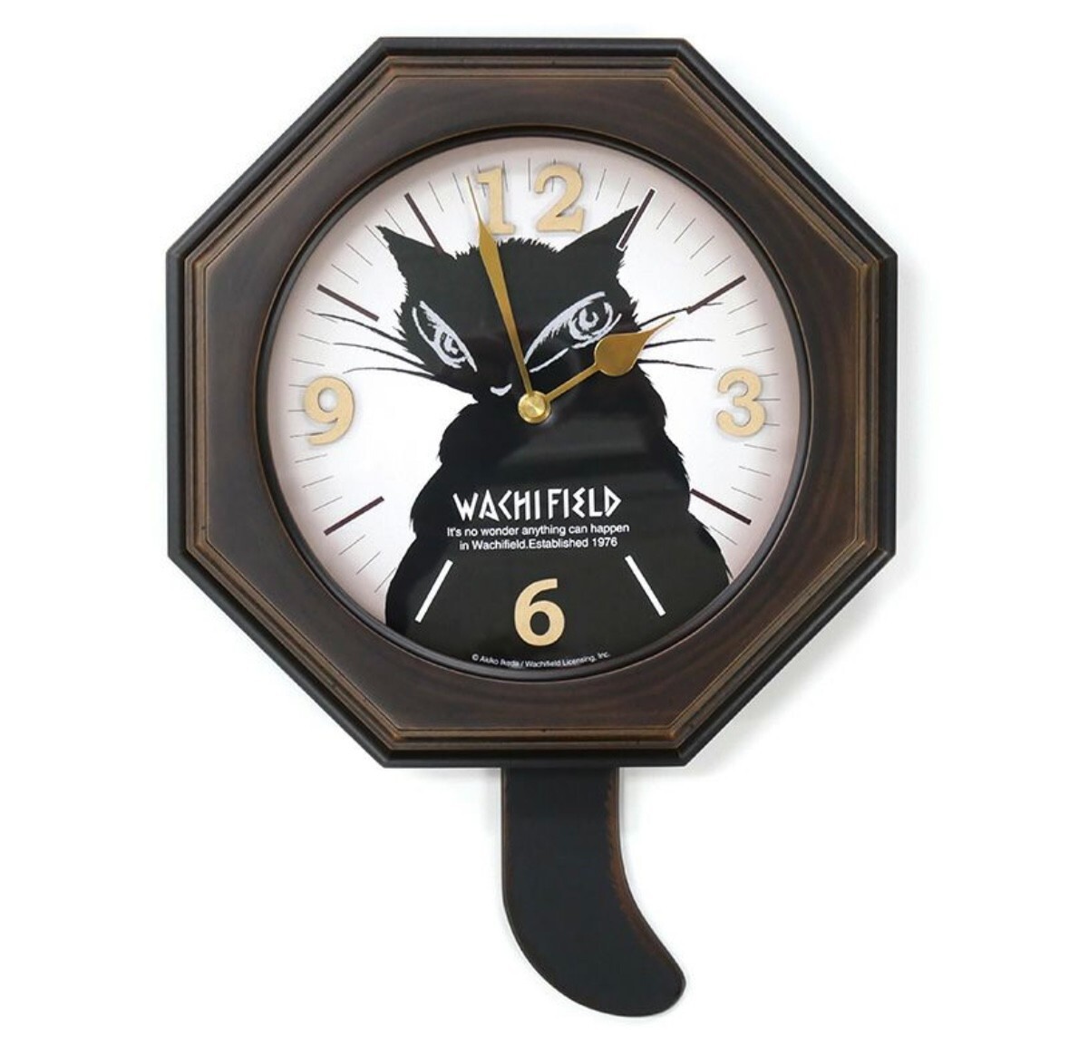 Wachifield Pendulum Clock Neko no dayan Japan Black Cat Clock Kawaii