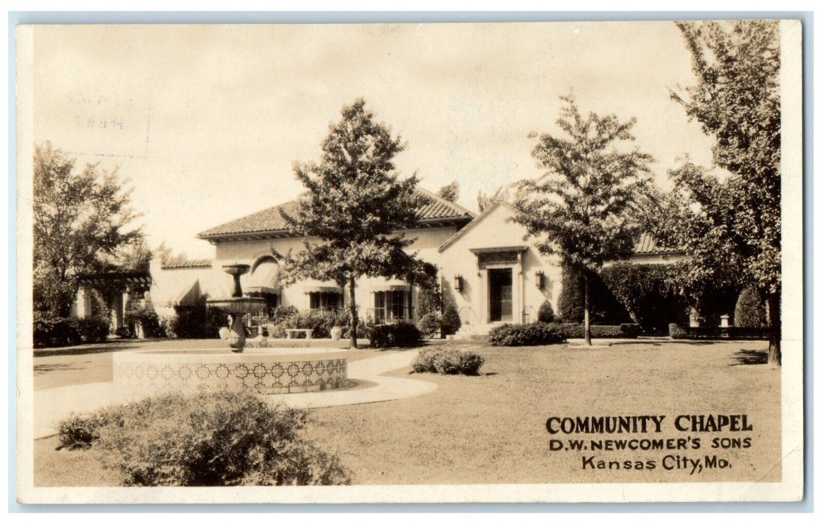 c1930's Community Chapel DW Newcomer's Sons Kansas City MO RPPC Photo Postcard