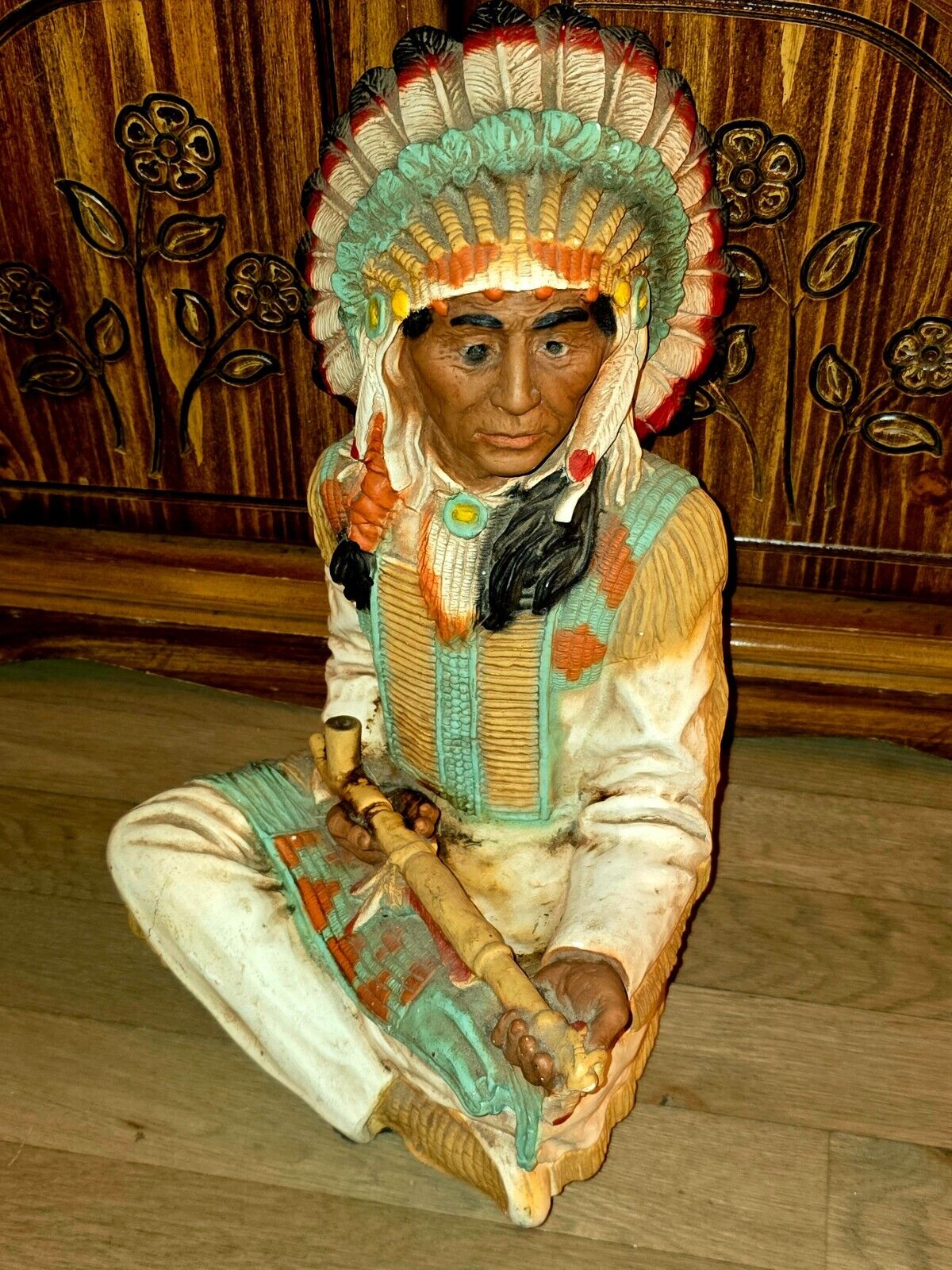 1980 Vintage Universal Statuary Corp #691 Native American Indian Chief w/ Pipe