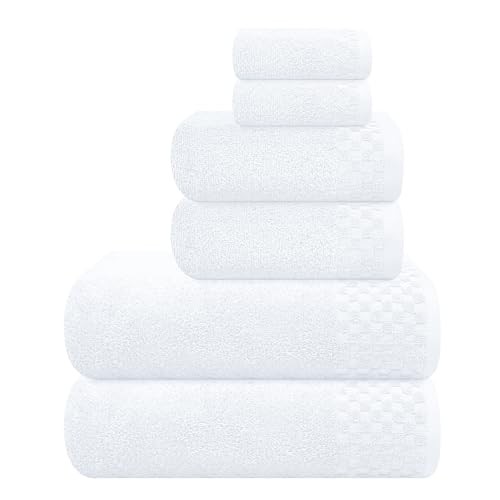 MyOwn Premium Cotton 6 Pack Towel Set for Bathroom, Contains 2 6 Pack Set White