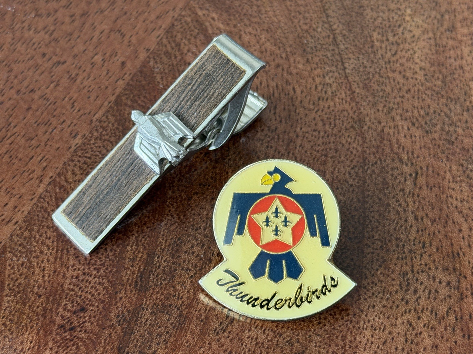 USAF THUNDERBIRDS LAPEL/HAT PIN + Tie Clip s10