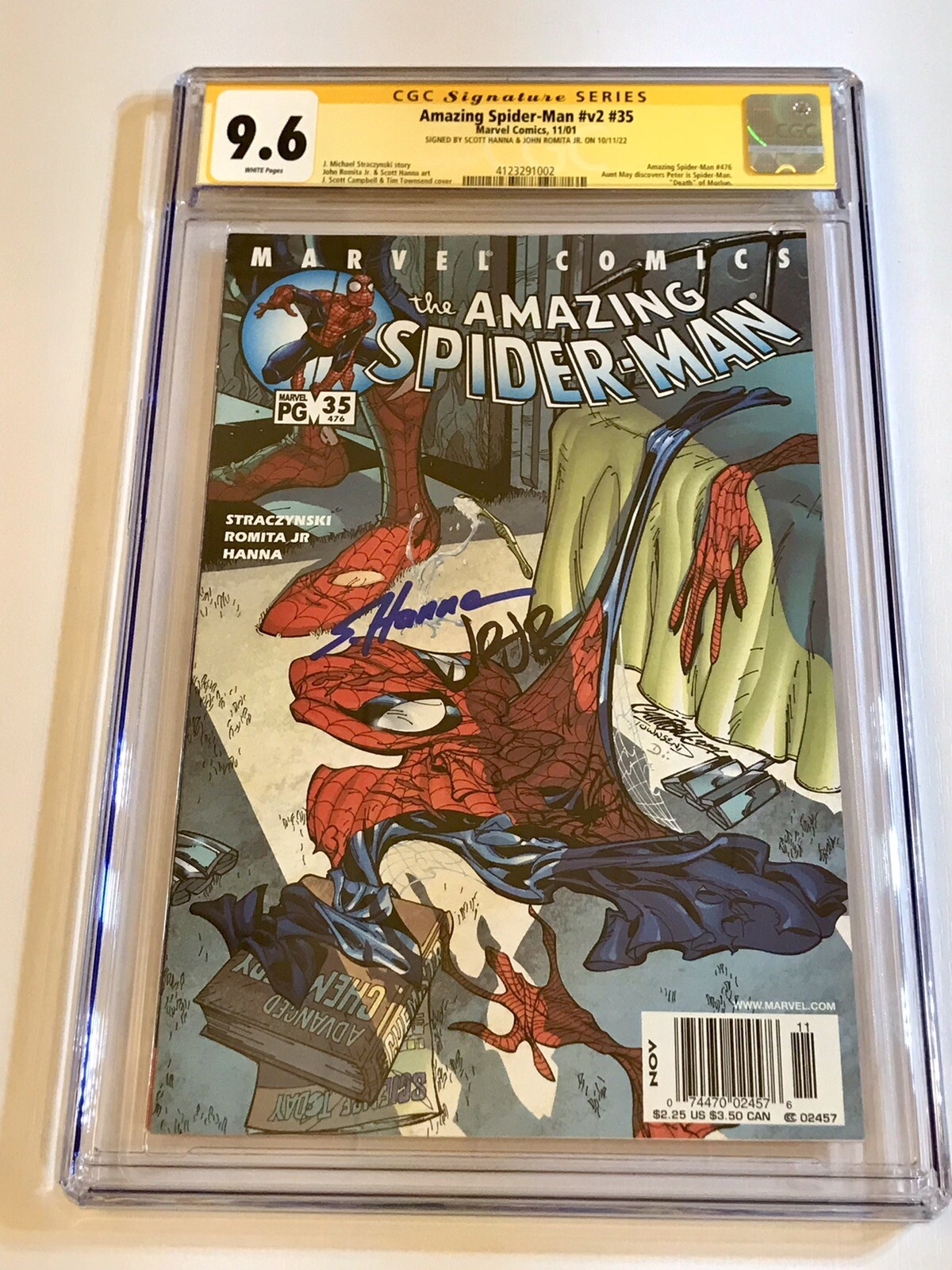 2001 AMAZING SPIDER-MAN V2 #35 476 NEWSSTAND 2X SIGNATURE HANNA ROMITA CGC 9.6 2001 AMAZING SPIDER-MAN V2 #35 476 NEWSSTAND 2X SIGNATURE HANNA ROMITA CGC 9.6