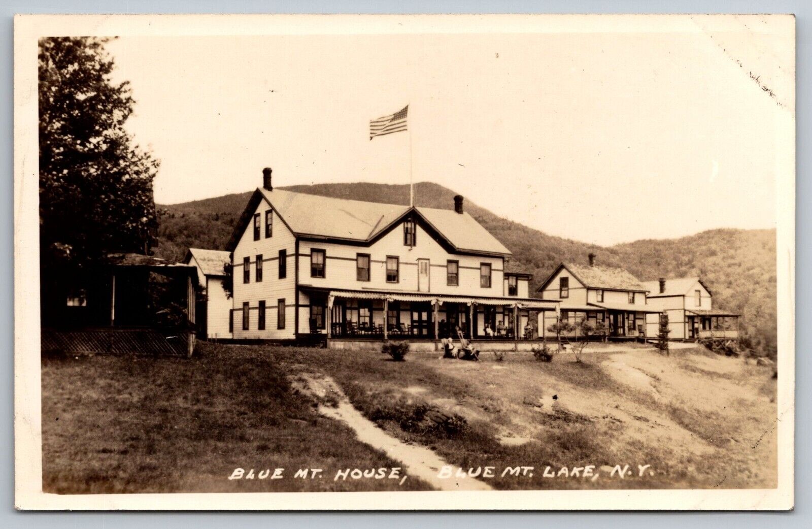 Blue Mountain House, Blue Mountain Lake, New York Real Photo Postcard RPPC