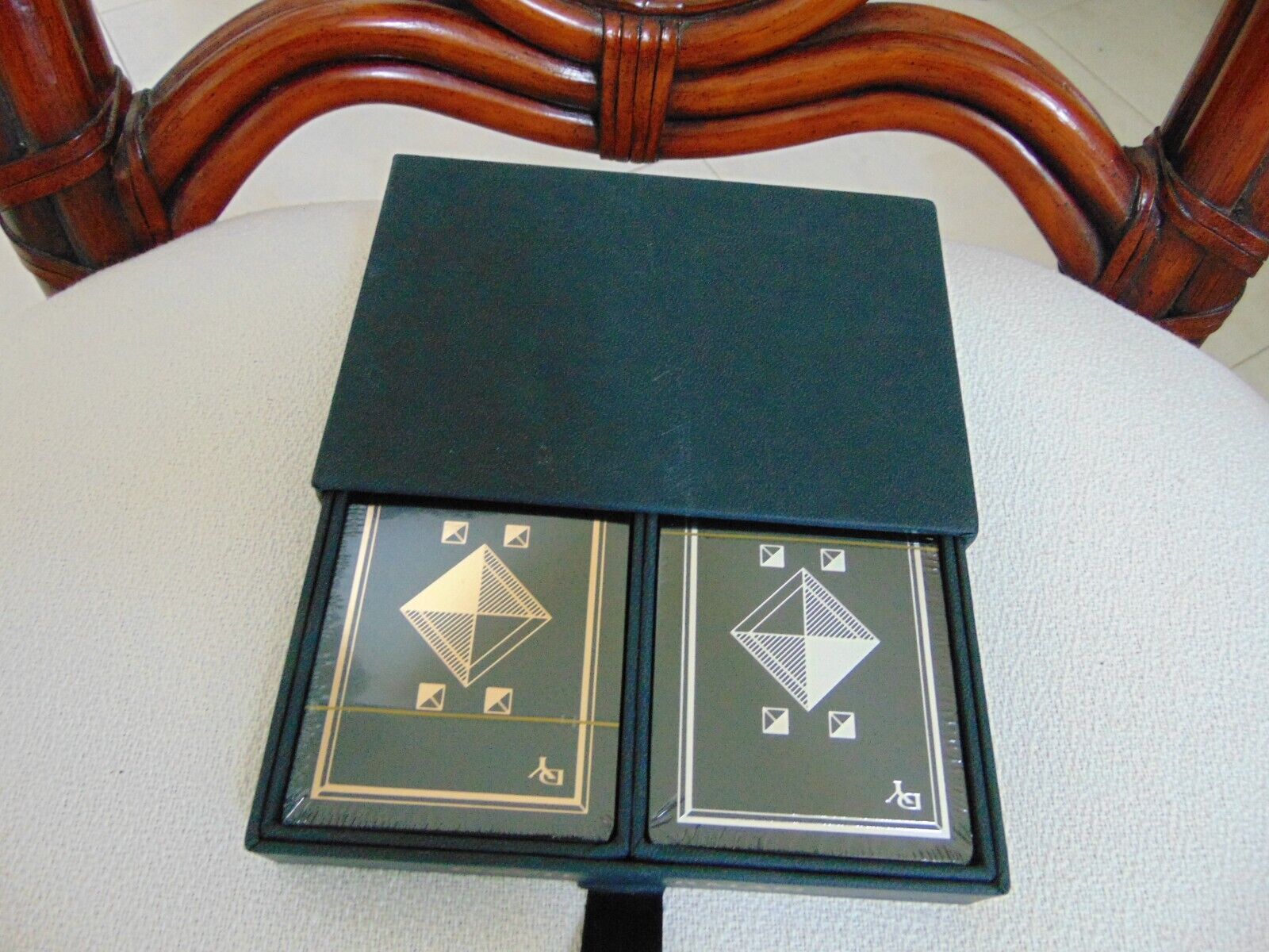 DAVID YURMAN NEW SET OF 2 COMPLETE DECKS PLAYING CARDS:1 SILVER & 1 GOLD W BLACK