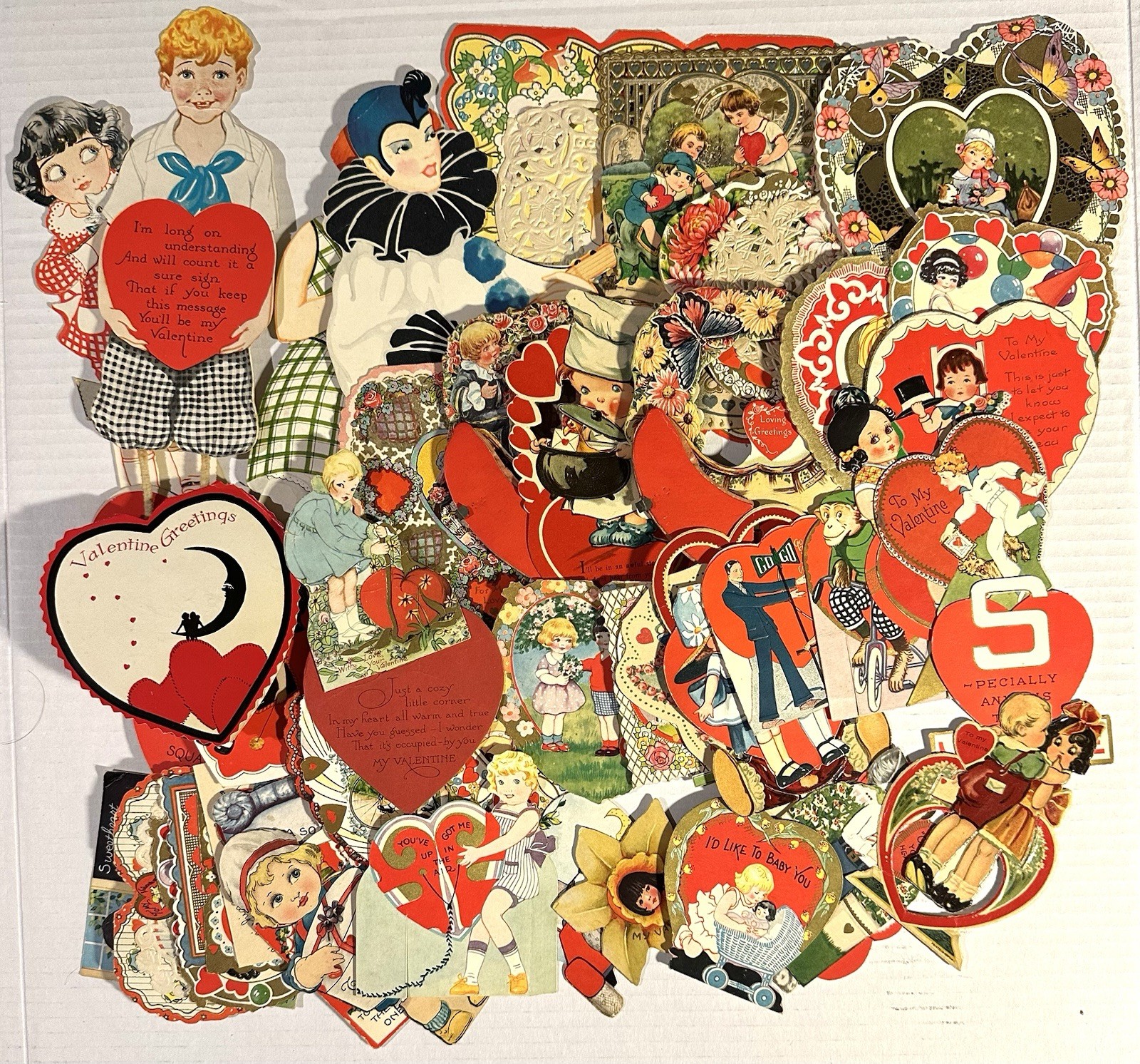 Lot 52 Vintage Valentines cards - mechanical, cats, dogs, children, clowns Lot 52 Vintage Valentines cards - mechanical, cats, dogs, children, clowns