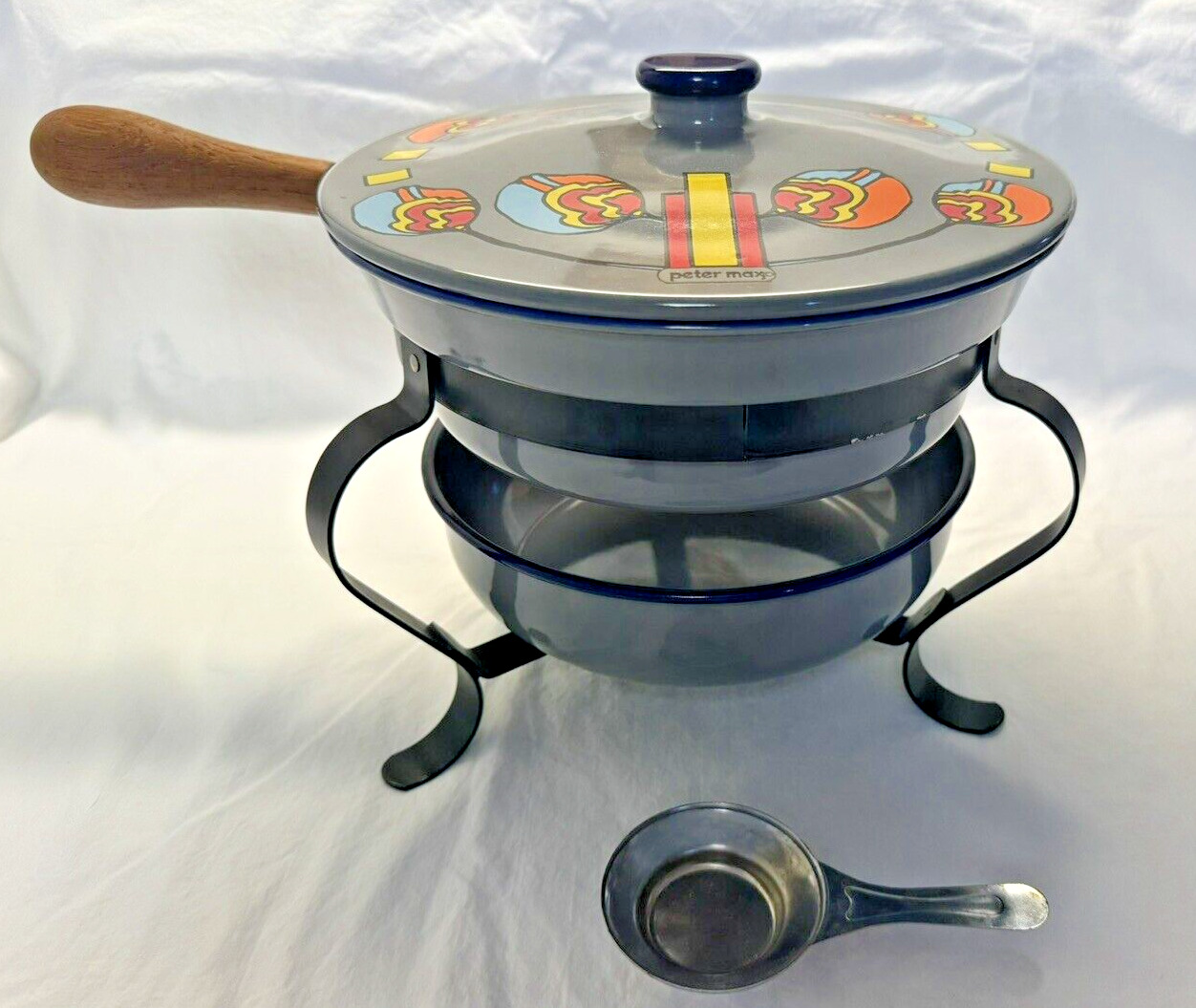 Vintage PETER MAX Stamped Chafing Dish / Fondue Pot ~ Excellent Condition