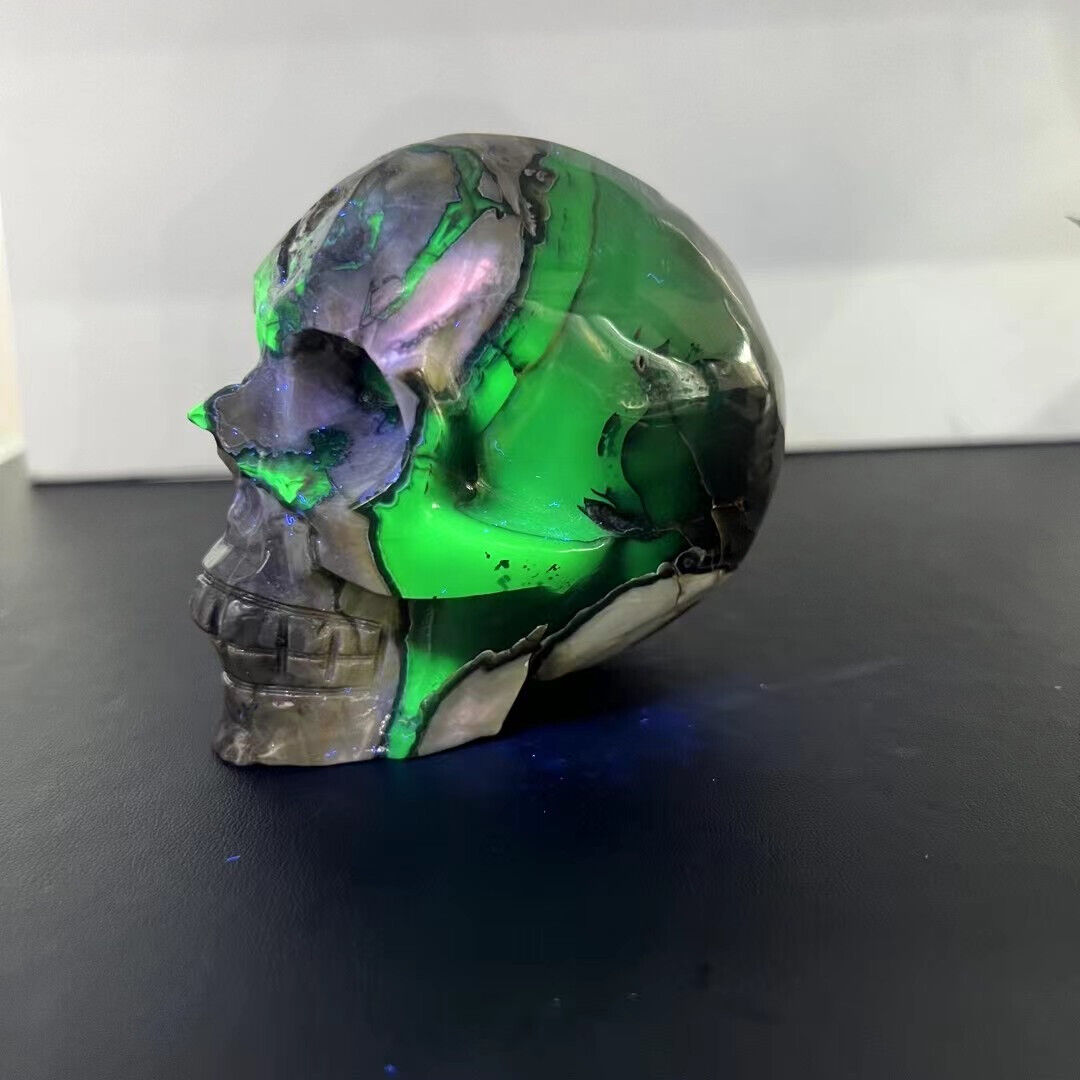 Rare Natural Volcanic Agate Quartz Hand Carved Skull Crystal Reiki Decor Gift