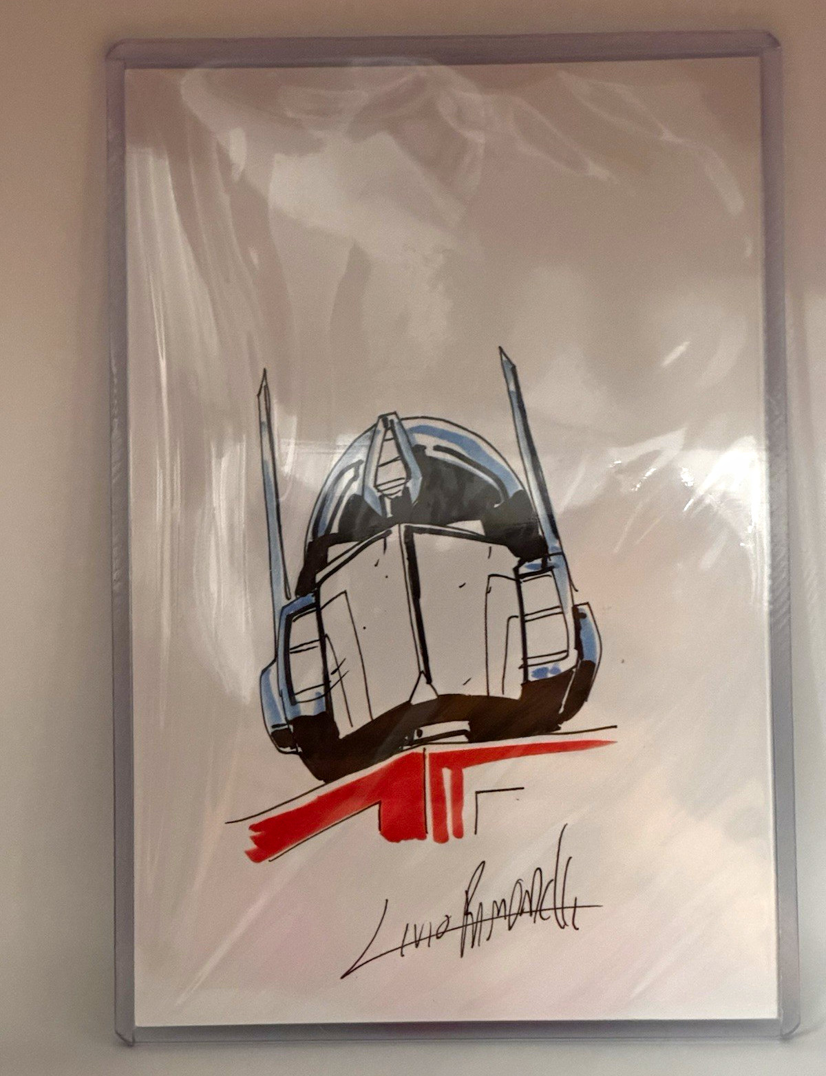 Transformers Optimus Prime Original Sketch Livio Ramondelli Signed COA 6.5x10