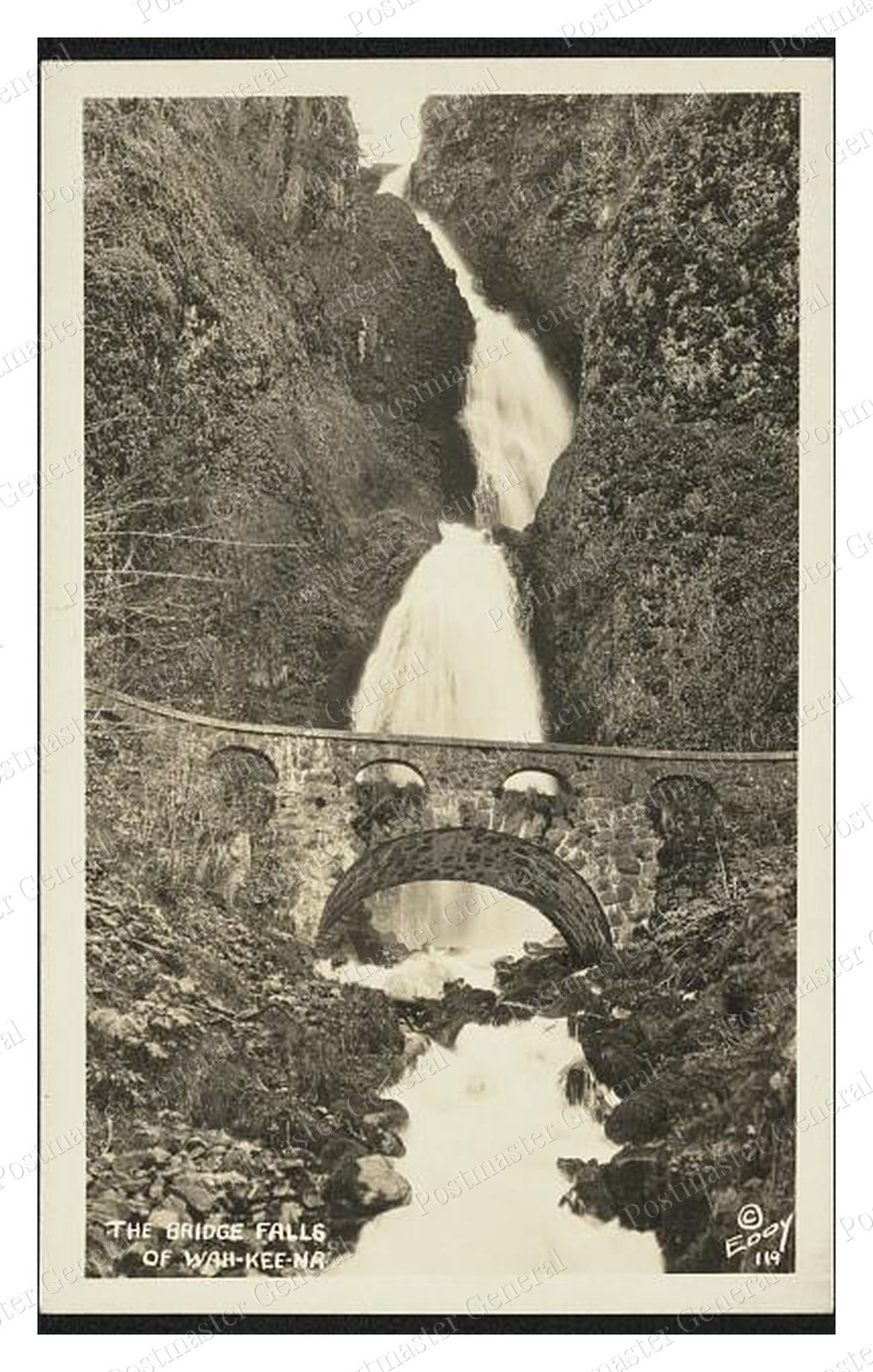 Wahkeena Falls Oregon Bridge Falls Standard Postcard COPY RPPC