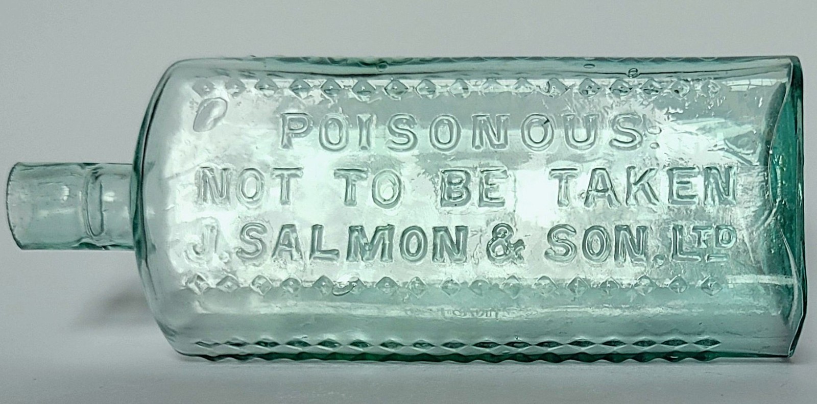 Extremely rare named Salmon & Son patent poison bottle Extremely rare named Salmon & Son patent poison bottle