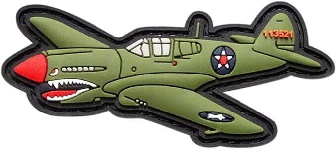 Flying Tigers P-40 Warhawk WWII Fighter Plane Patch (HOOK-3D PVC Rubber-MTW2)