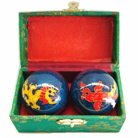 Blue Dragon Phoenix Chinese Healthy Exercise Massage Iron Metal Balls