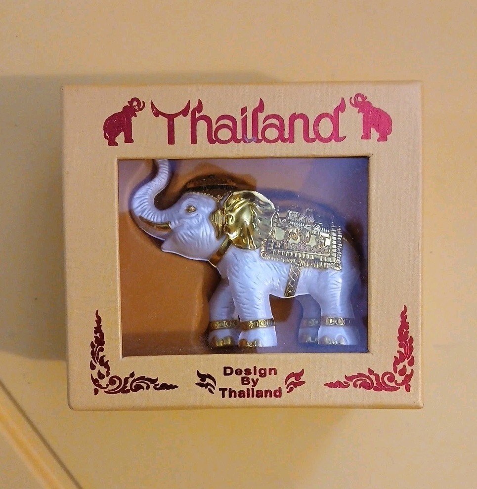 COLLECTIBLE THAILAND WHITE AND GOLD ELEPHANT