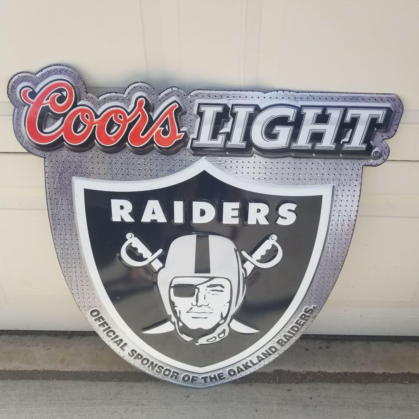 Coors Light Oakland Raiders beer NFL Sign Tin Vintage Coors Light Oakland Raiders beer NFL Sign Tin Vintage