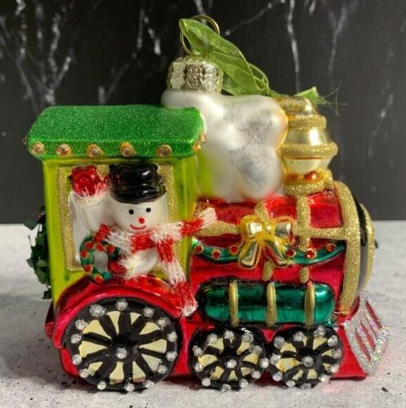 Large Frontgate Christmas Ornament - RARE - Frosty and Santa on Train - Vintage