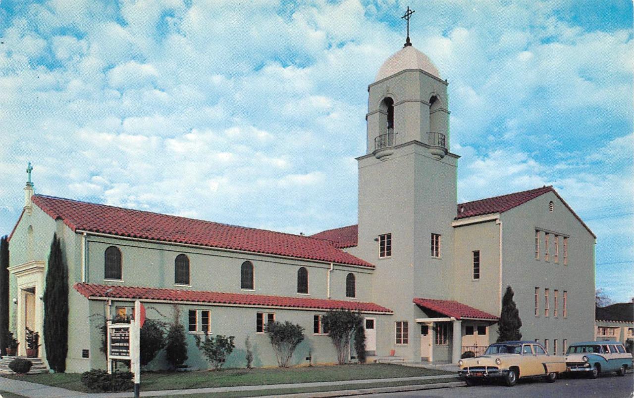 Inglewood, CA California   MORNINGSIDE COMMUNITY CHURCH  50's Cars  Postcard