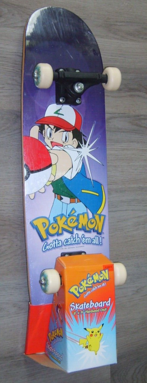 New Vintage Pokémon Ash Ketchum Skateboard 1998  Pokemon Nintendo Rare In Box