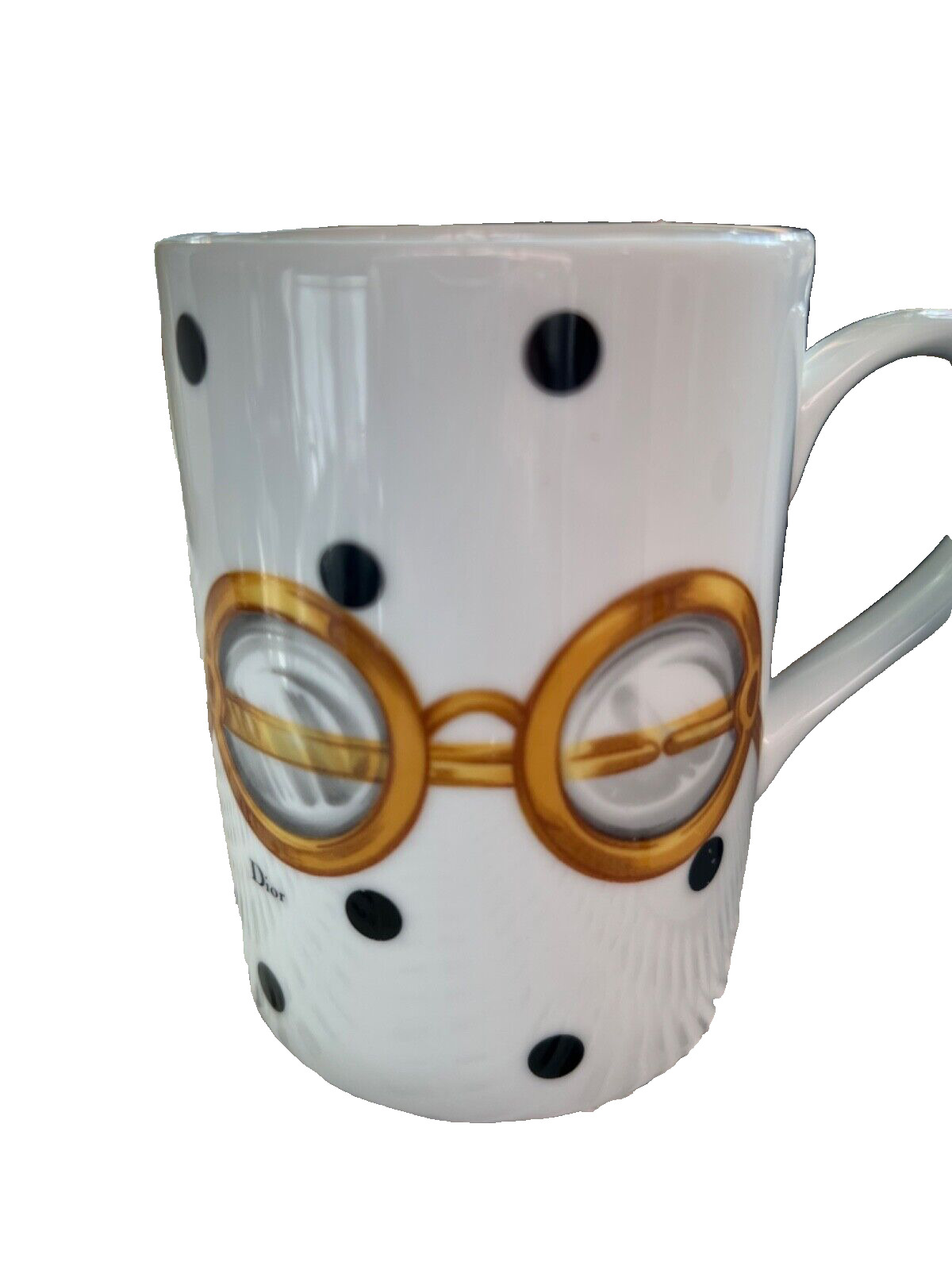 Christian Dior La Parisienne Designer Mug glasses black white polka dot tea cup