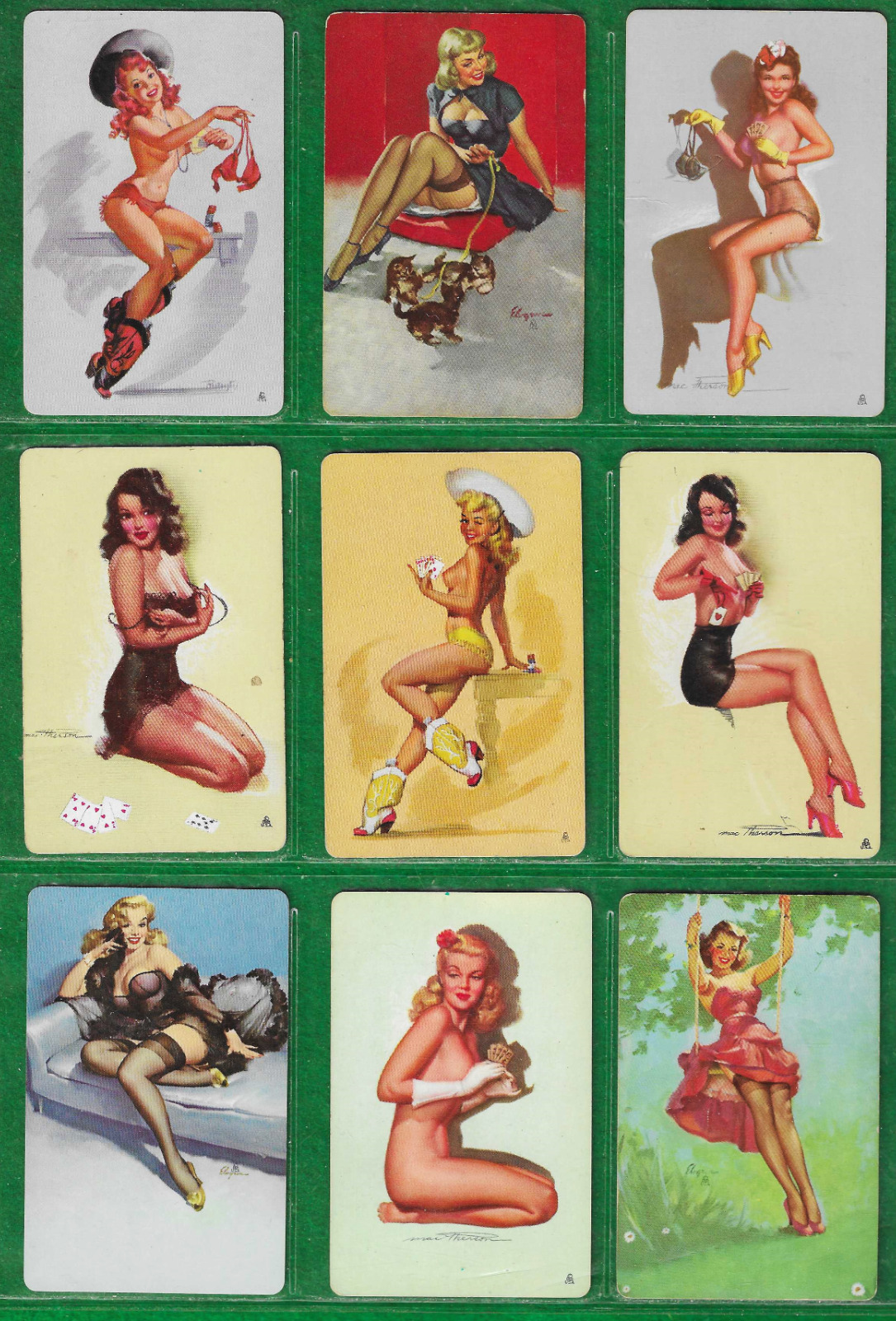 9 Vintage Mixed Pin-up Playing Cards Elvgren MacPherson & Joyce Ballantyne NMint