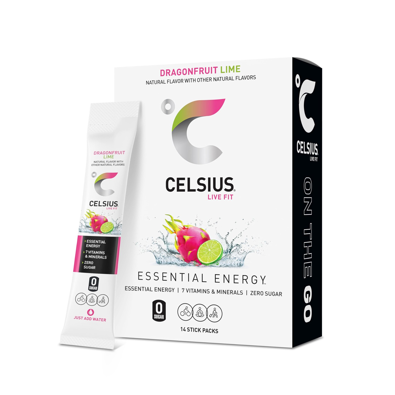CELSIUS® On-The-Go Powder Sticks Dragonfruit 2.8 Ounce (Pack of 1), Peach