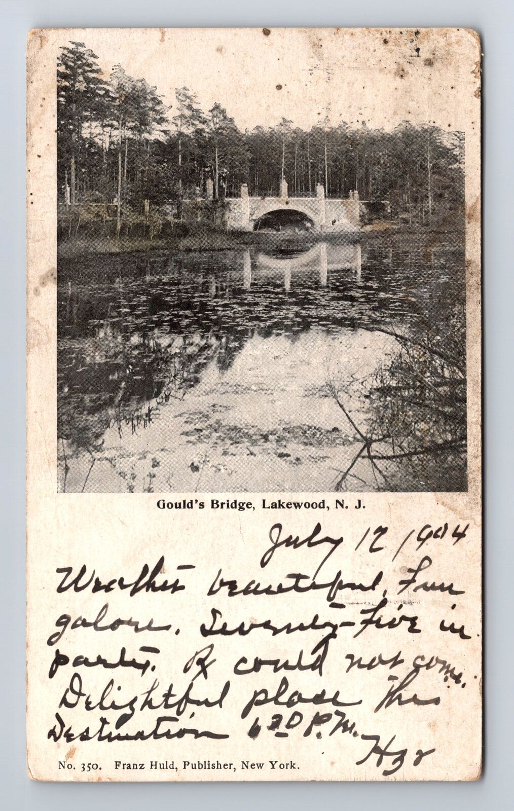 Lakewood NJ-New Jersey, Gould's Bridge, Antique, Souvenir, Vintage Postcard