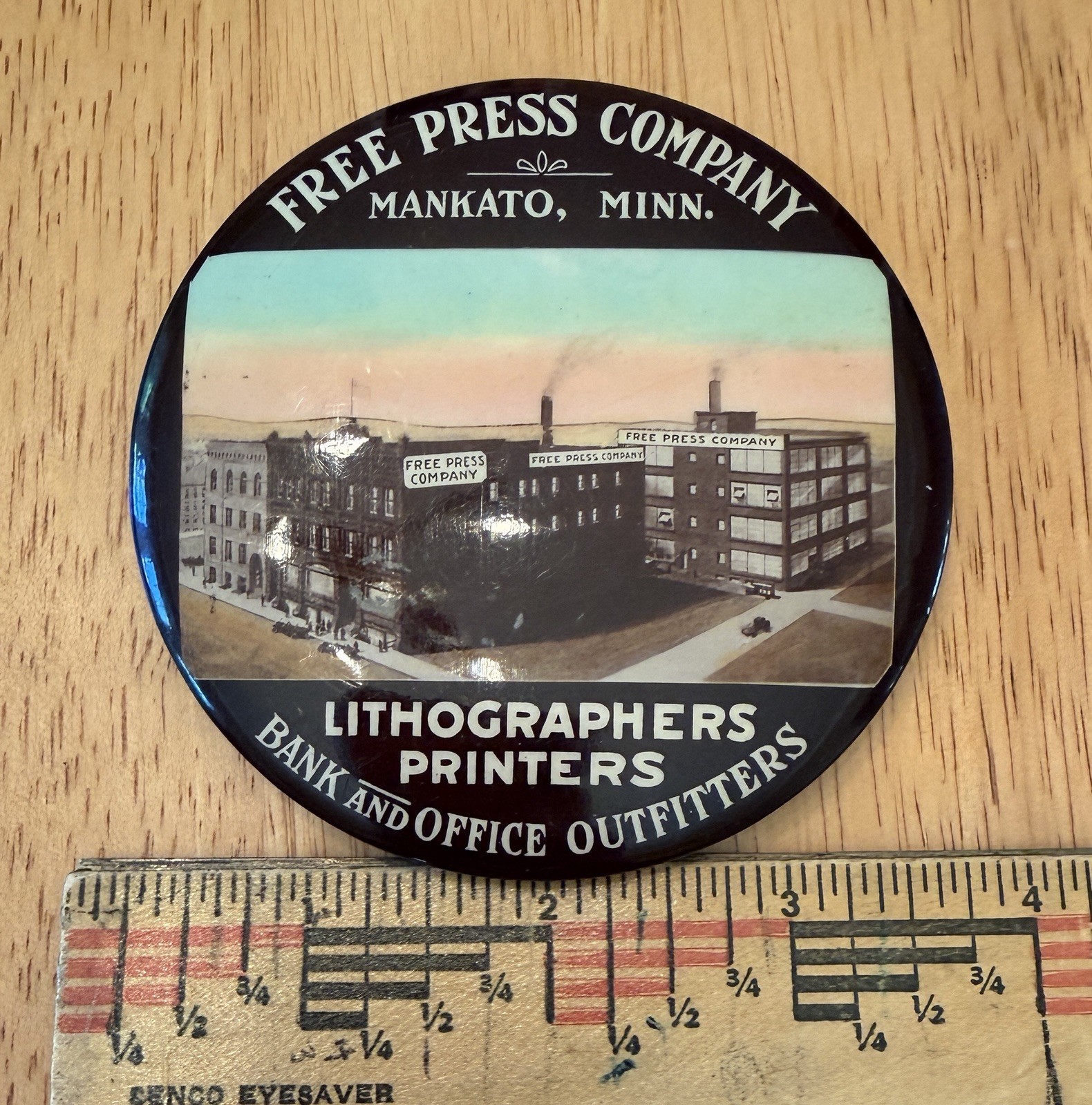 Antique Vintage Celluloid Pocket Mirror Free Press Company Newspaper Mankato, MN Antique Vintage Celluloid Pocket Mirror Free Press Company Newspaper Mankato, MN