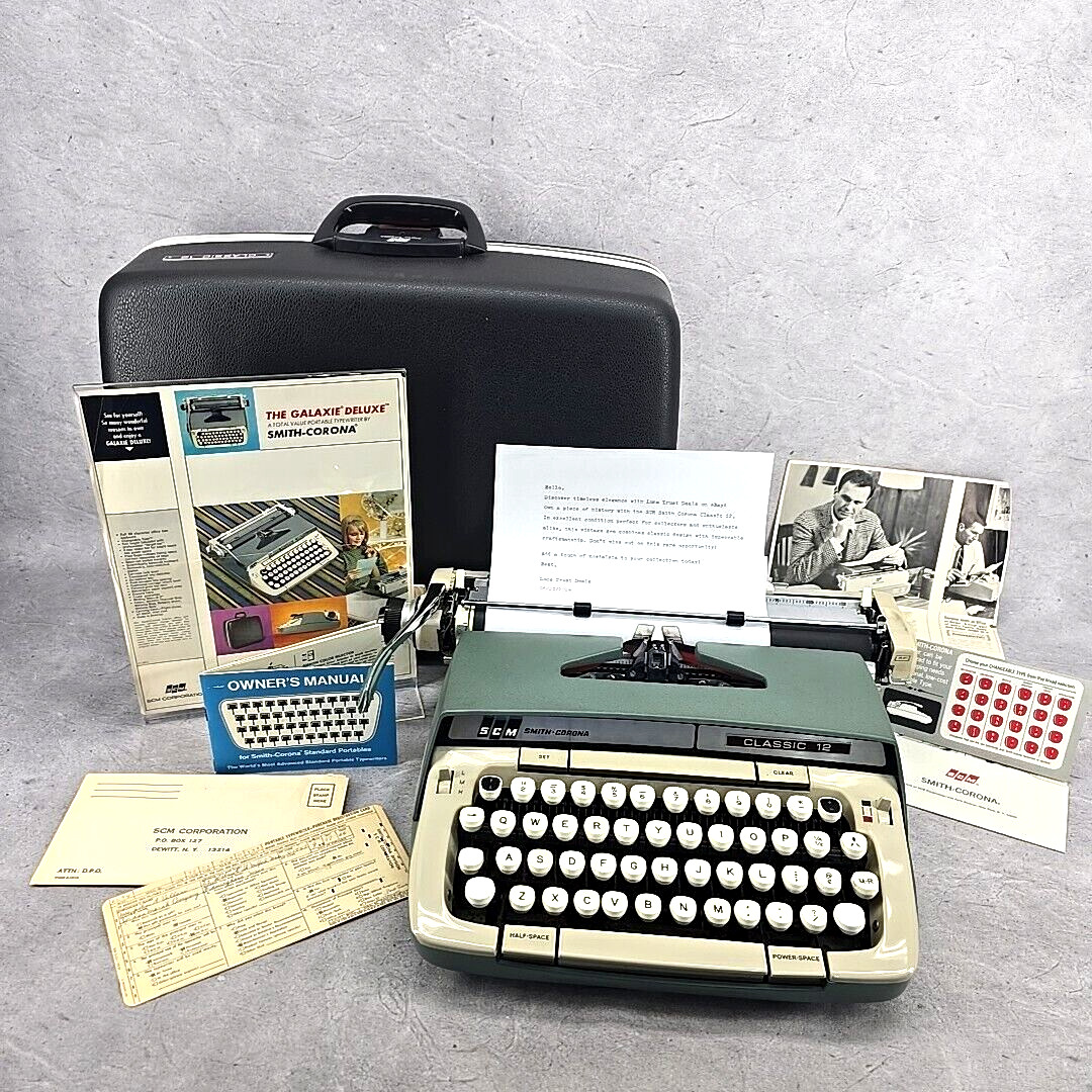Vintage 1960 Smith Corona Classic 12 Portable Typewriter W/ Case Working Perfect