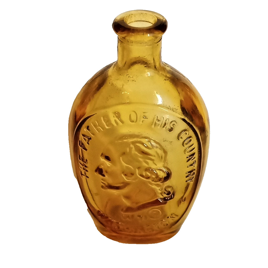 Vtg 1970s WHEATON George Washington The Father of Country Amber Glass 3\
