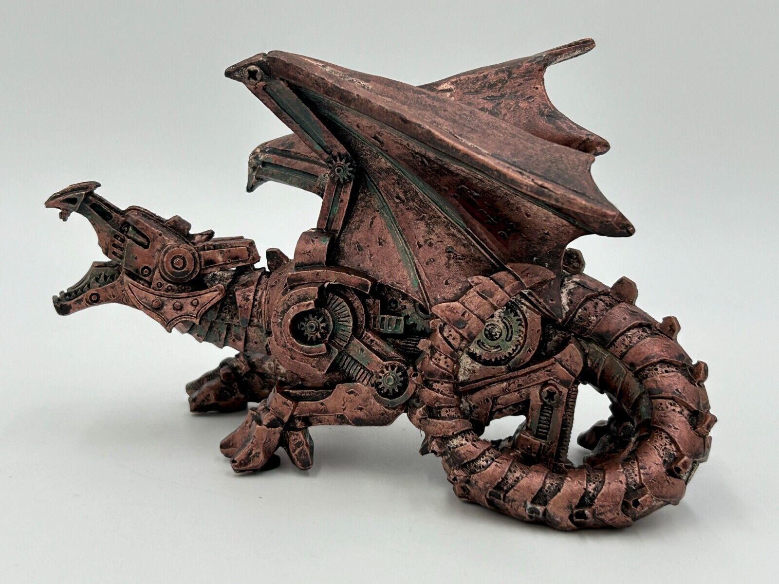 Roaring Steampunk Winged Dragon Figurine Sci Fi Fantasy 4.5 High