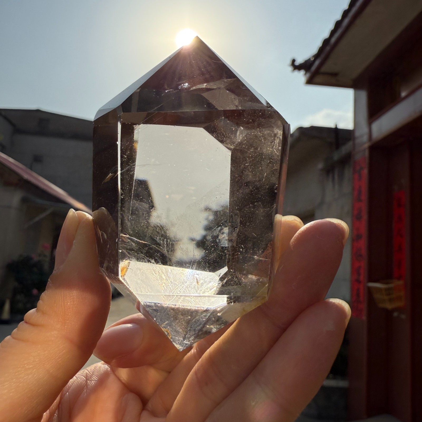 190g Natural Gorgeous Smoky Double Points Crystal Mineral Healing