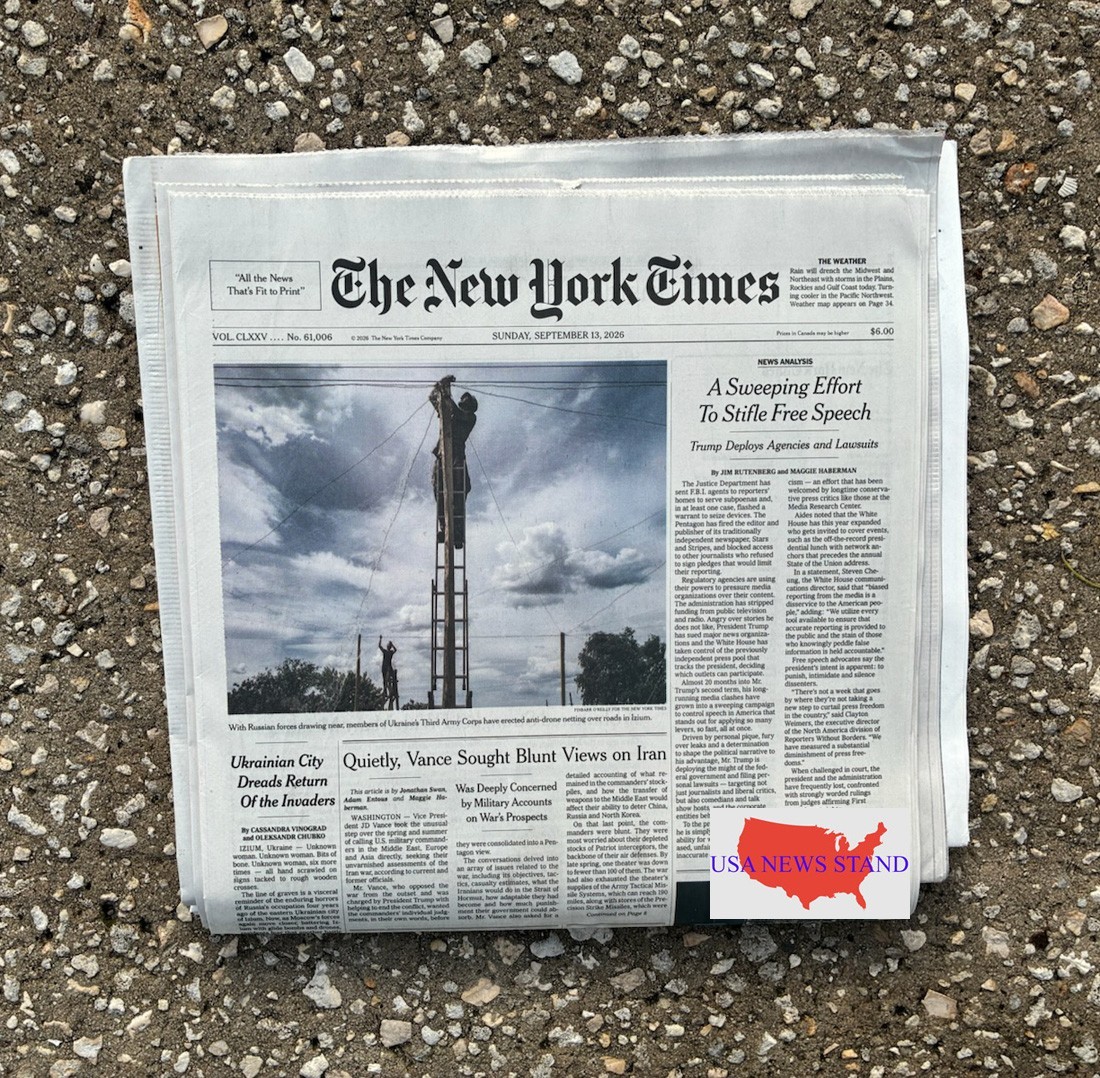 THE NEW YORK TIMES - SUNDAY SEPT 13, 2026 (DOJ - FBI SERVE SUBPOENAS TO MSM) THE NEW YORK TIMES - SUNDAY SEPT 13, 2026 (DOJ - FBI SERVE SUBPOENAS TO MSM)