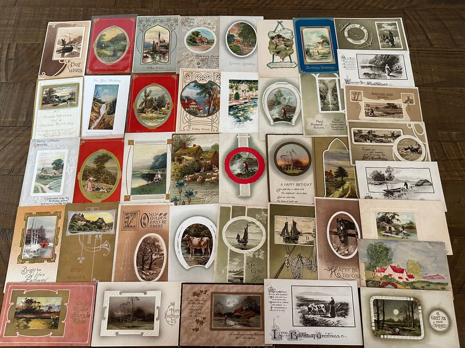 Estate Lot of 60 Antique Postcards with Cottage & Various Scenes Scenic-k406