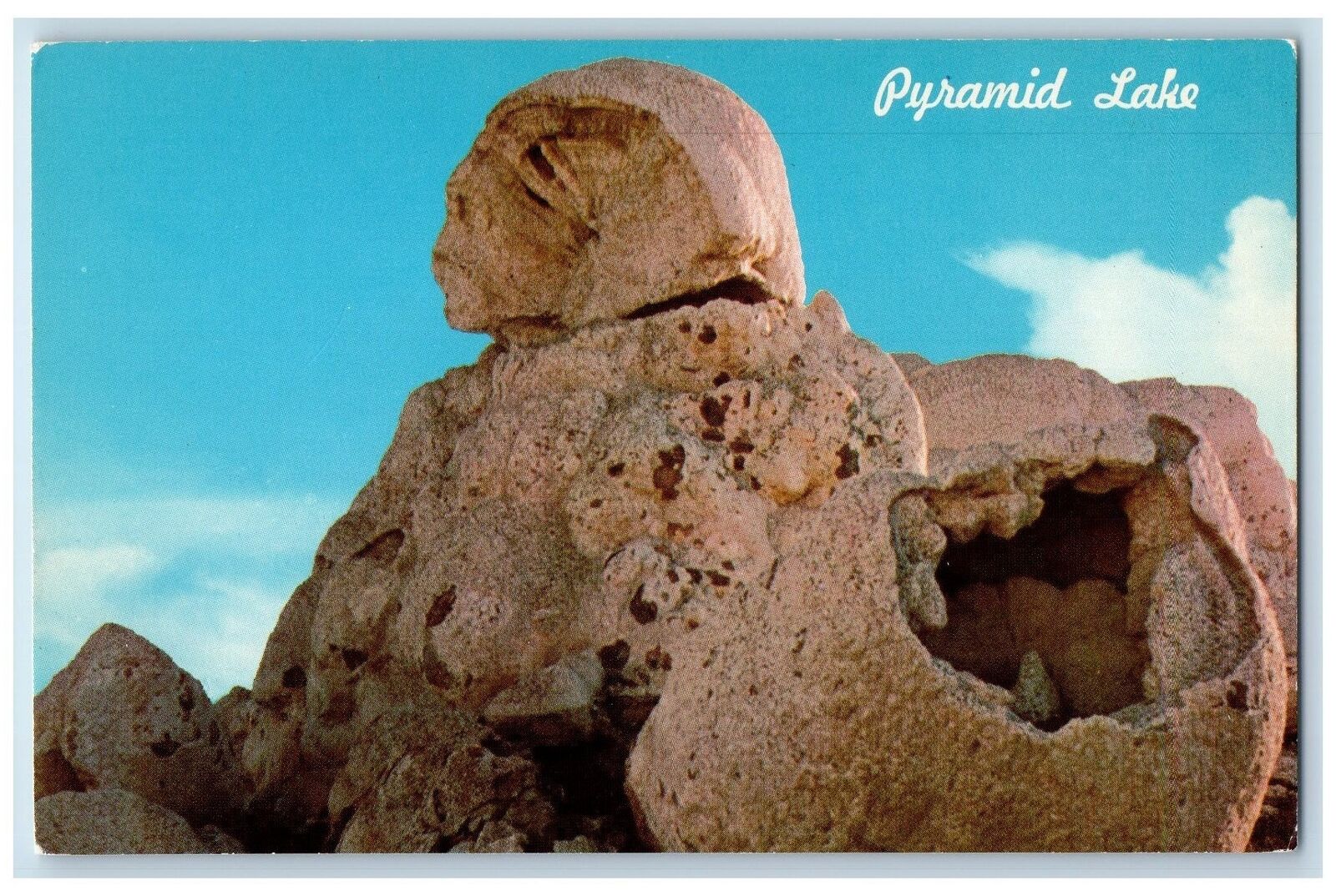 c1960's Squaw & Basket Spectacular Tufa Stone Formation Pyramid Lake NV Postcard