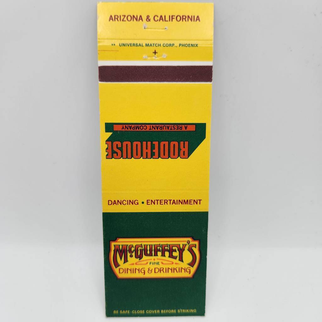 Vintage Matchbook McGuffey\'s Dining & Drinking Rodehouse Restaurants Arizona & C