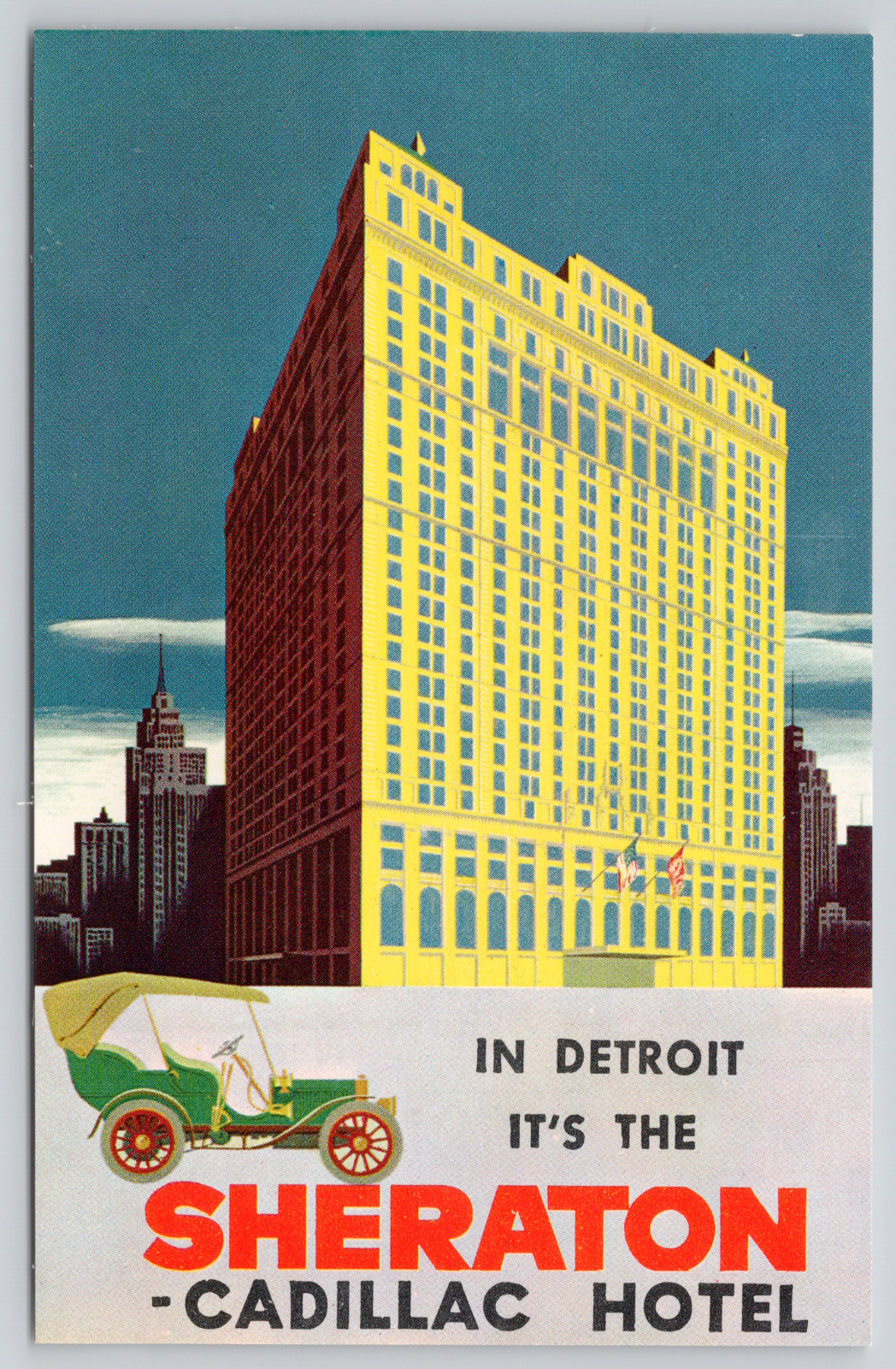 Postcard Detroit, Michigan, Sheraton Cadillac Hotel Vintage A597