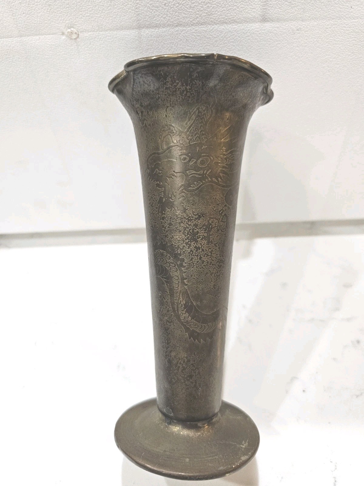 WWI Trench Art Brass Case Vase Repousse Dragon Design 1914 Weighted - L@@@k