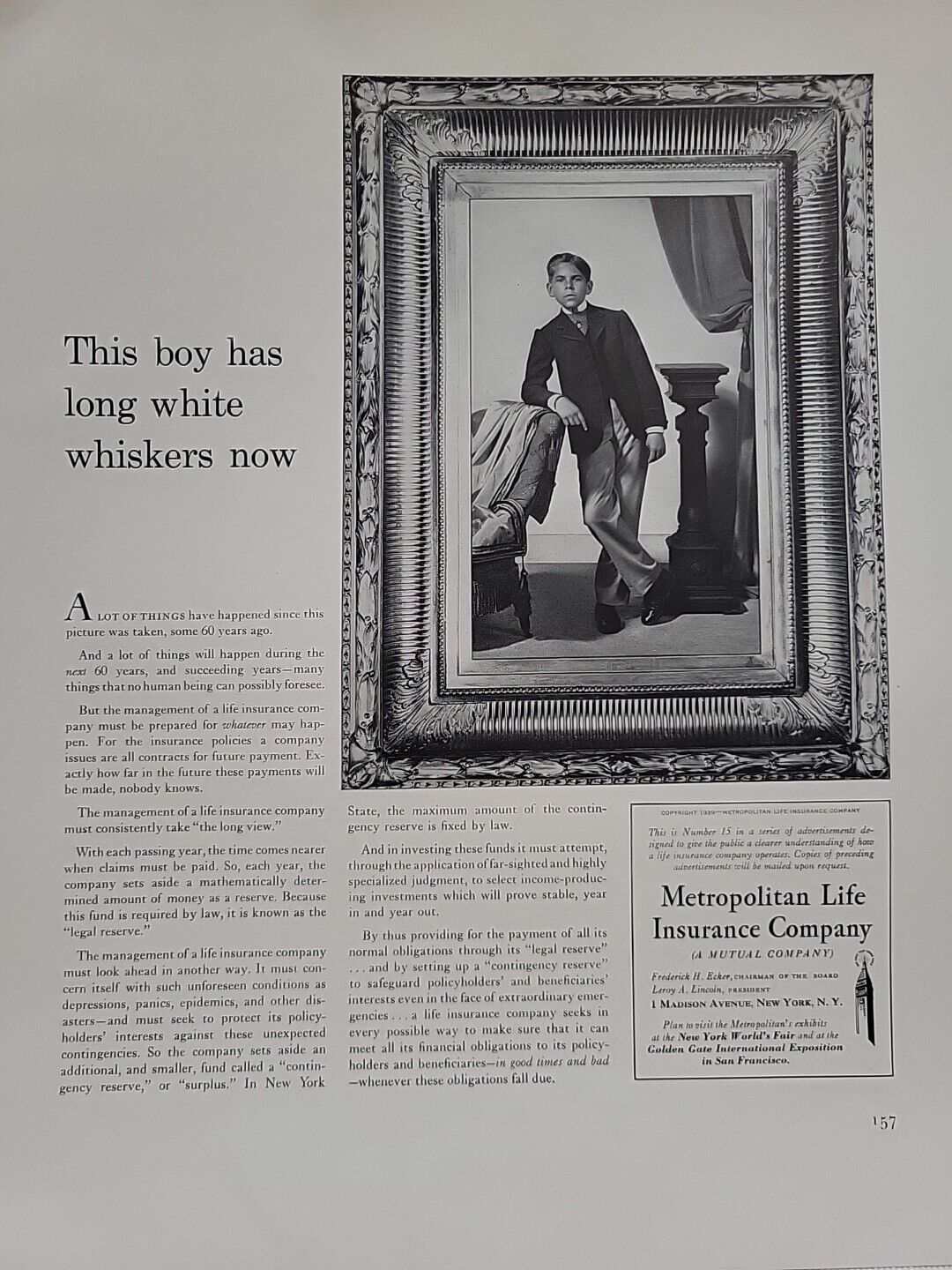 1939 Metropolitan Life Insurance Company  Fortune Magazine Print Advertising