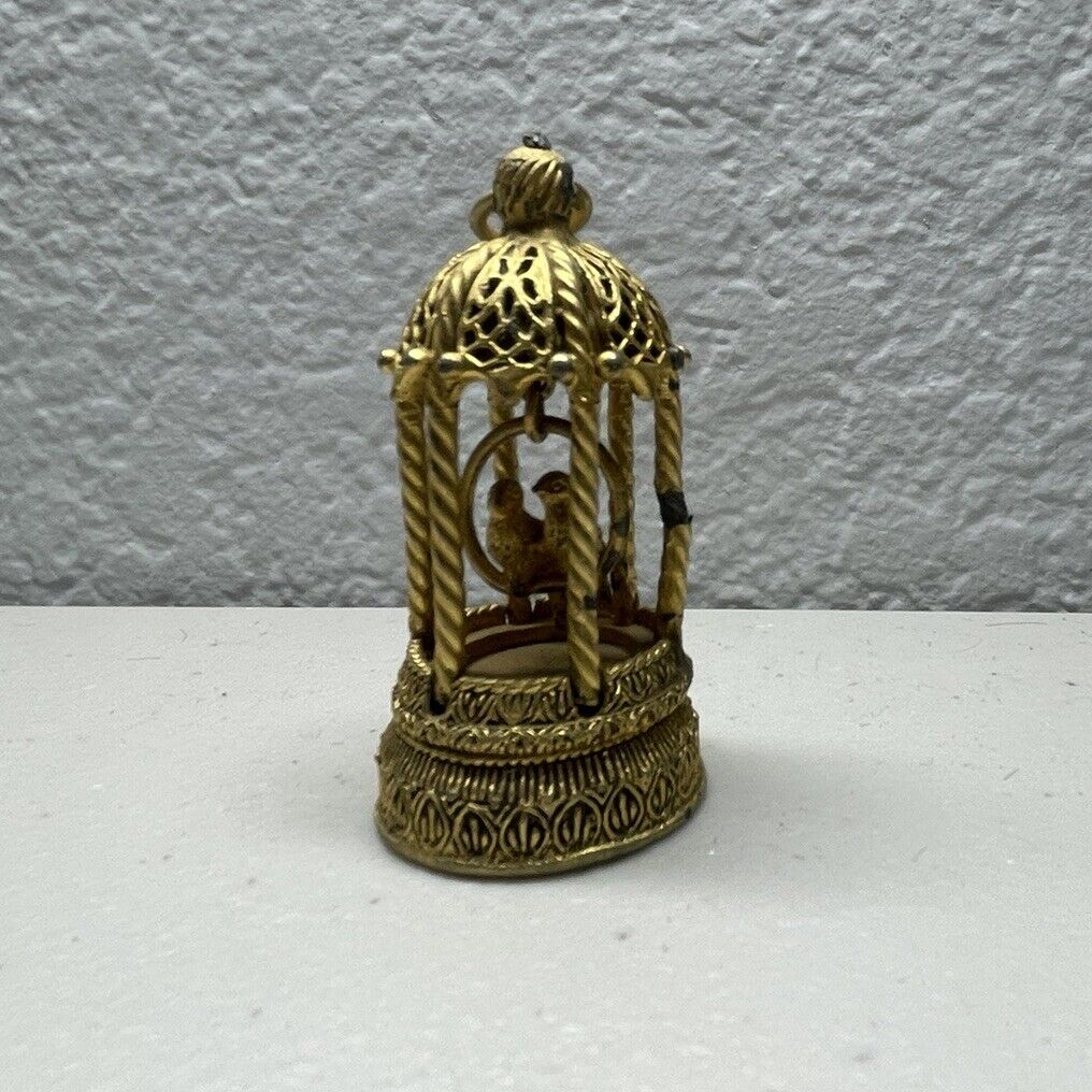 Vtg Toujours Moi Corday Gold Gilt Love Birds Cage Solid Crème Perfume Lovebirds